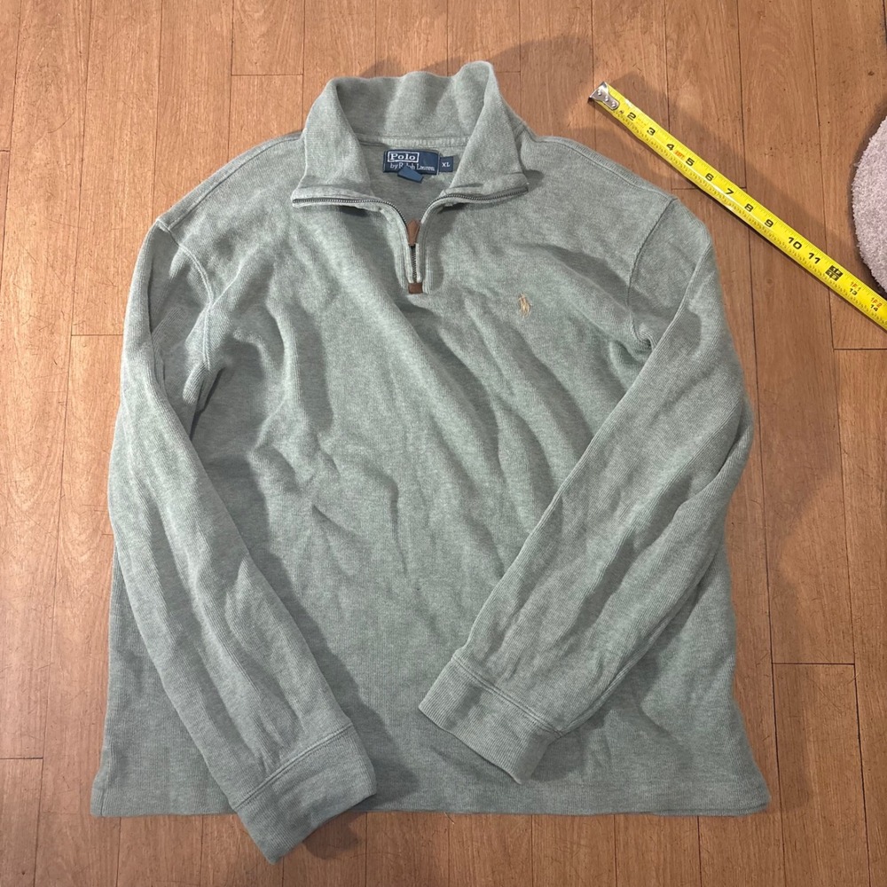 Polo Ralph Lauren Mens XL Sage Green 100% Cotton Quarter Zip Pullover Sweater